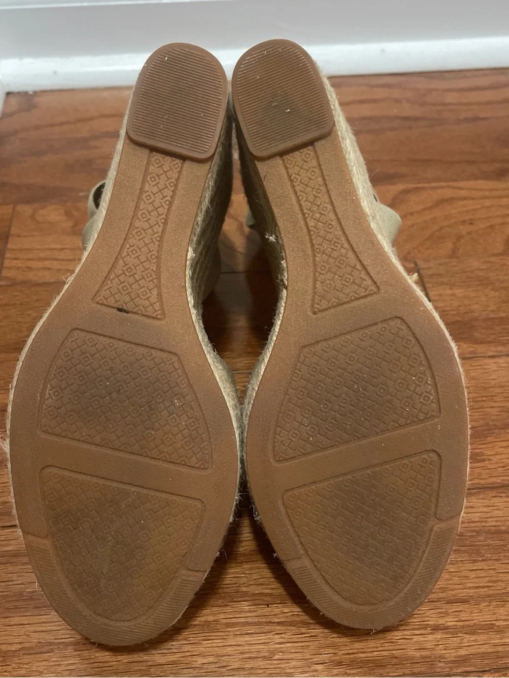 TORY BURCH Frieda Platform Wedge Espadrille Sandal High Heel Brown Tan Women 8M